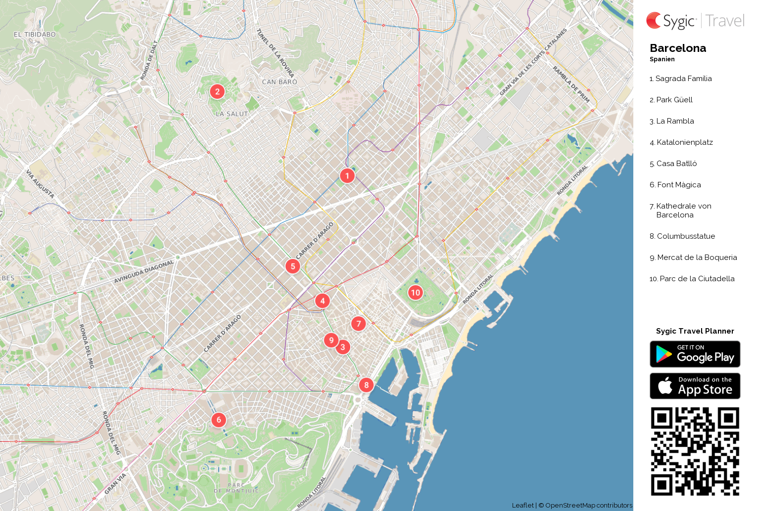 Barcelona Sehenswürdigkeiten Karte | Karte