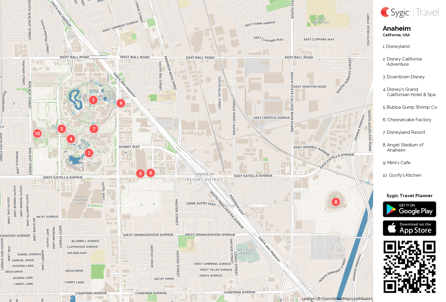 Anaheim Printable Tourist Map | Tripomatic