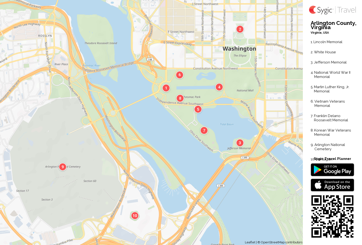 Arlington Printable Tourist Map | Sygic Travel