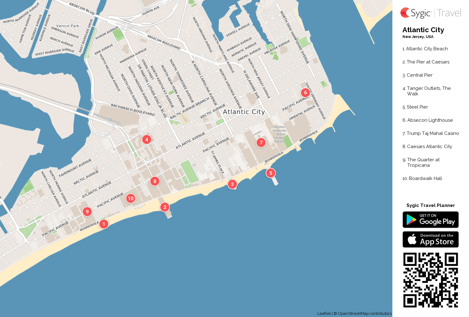 Atlantic City Outlets Map Atlantic City Printable Tourist Map | Sygic Travel