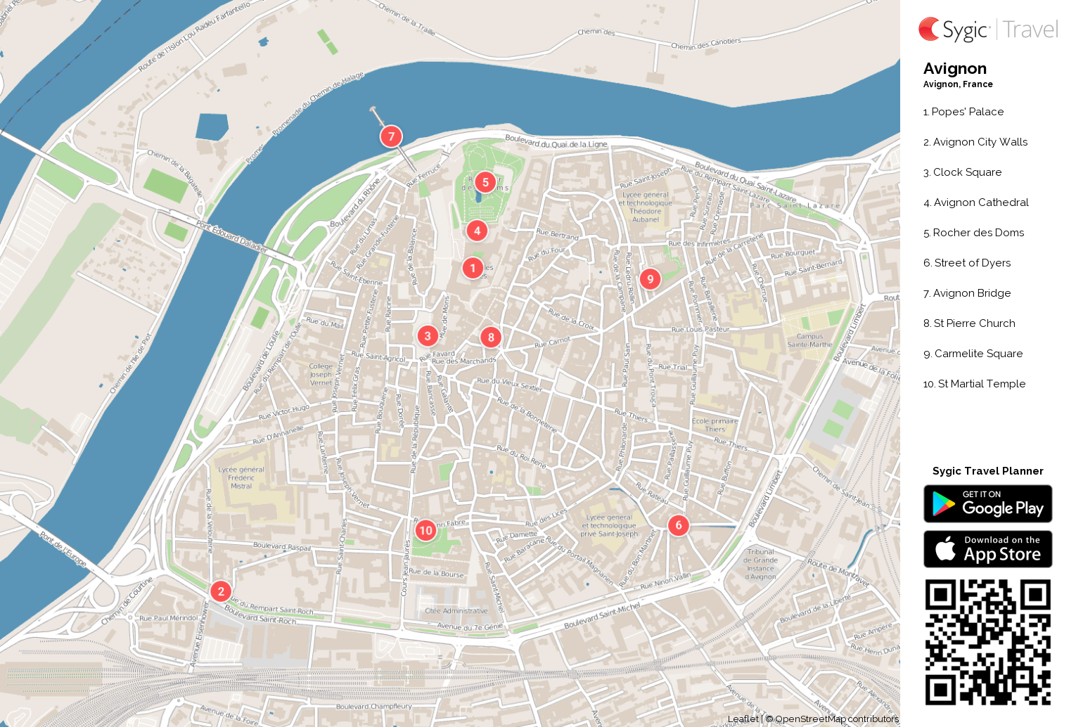 Avignon Printable Tourist Map | Sygic Travel