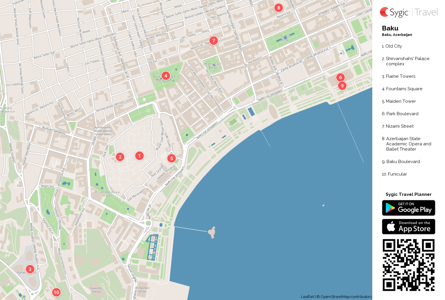 Baku Printable Tourist Map Sygic Travel