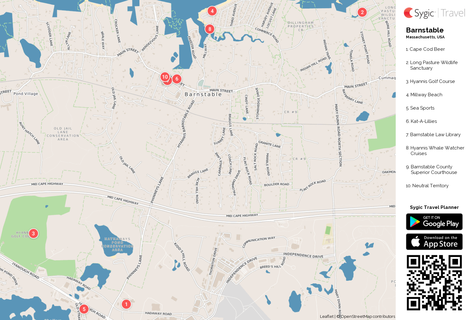 Barnstable Printable Tourist Map | Tripomatic