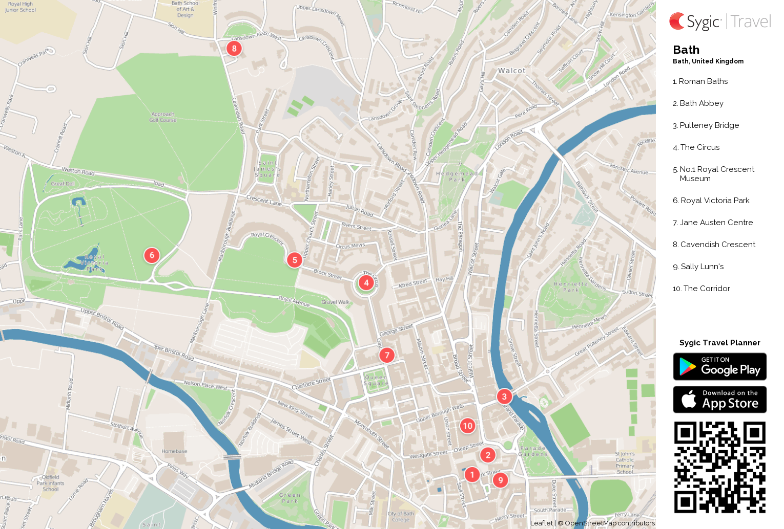 Bath Printable Tourist Map | Sygic Travel1530 x 1034