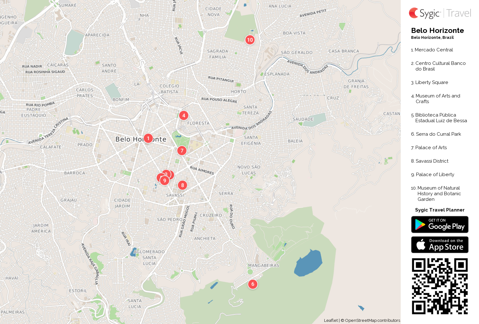 Belo Horizonte Printable Tourist Map | Sygic Travel