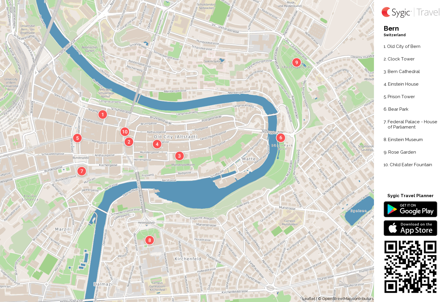 Bern Printable Tourist Map | Sygic Travel