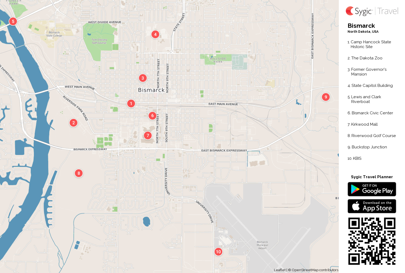 Bismarck Printable Tourist Map | Tripomatic