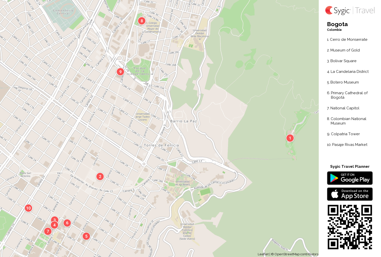 tourist map of bogota colombia