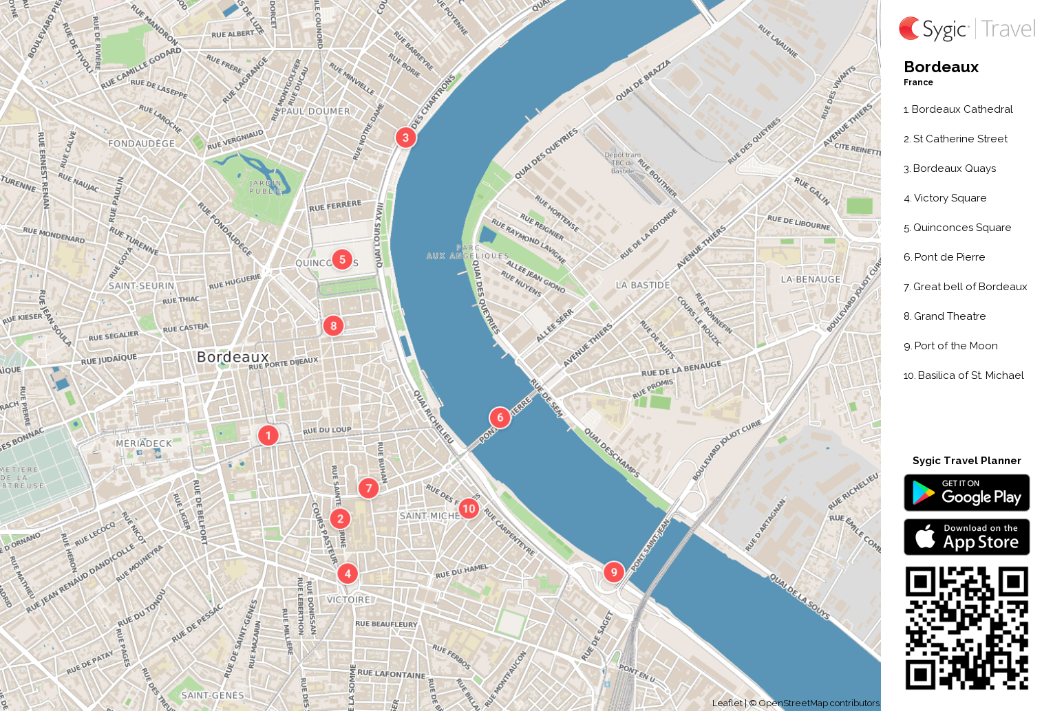 Bordeaux Printable Tourist Map | Sygic Travel