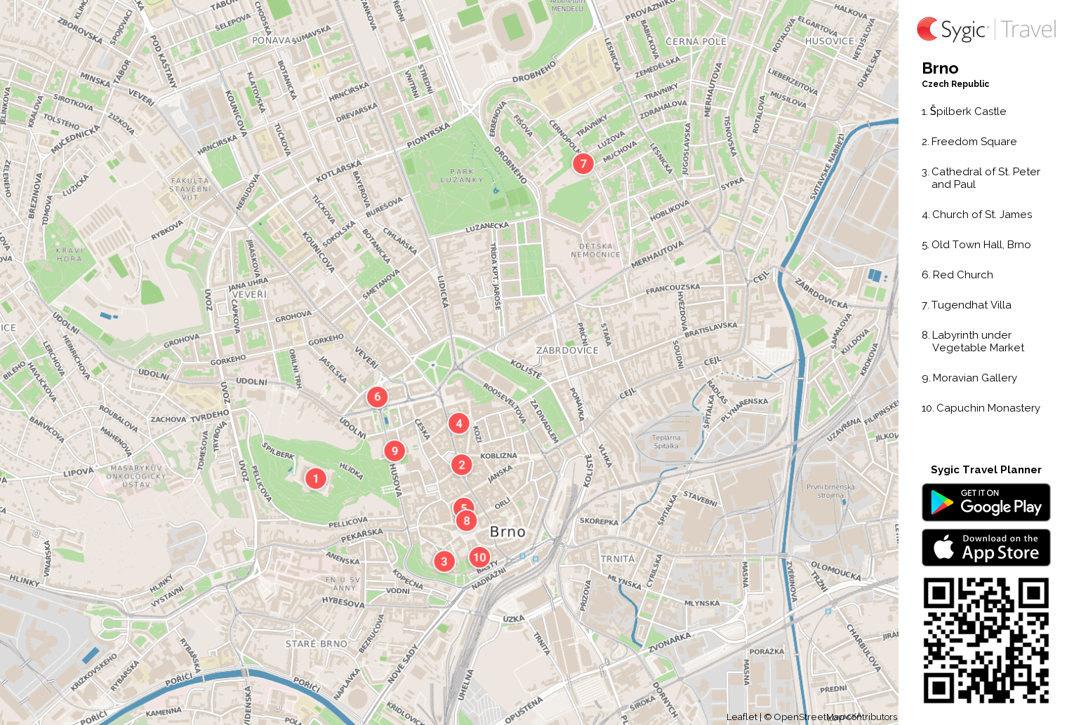 Brno Printable Tourist Map | Sygic Travel