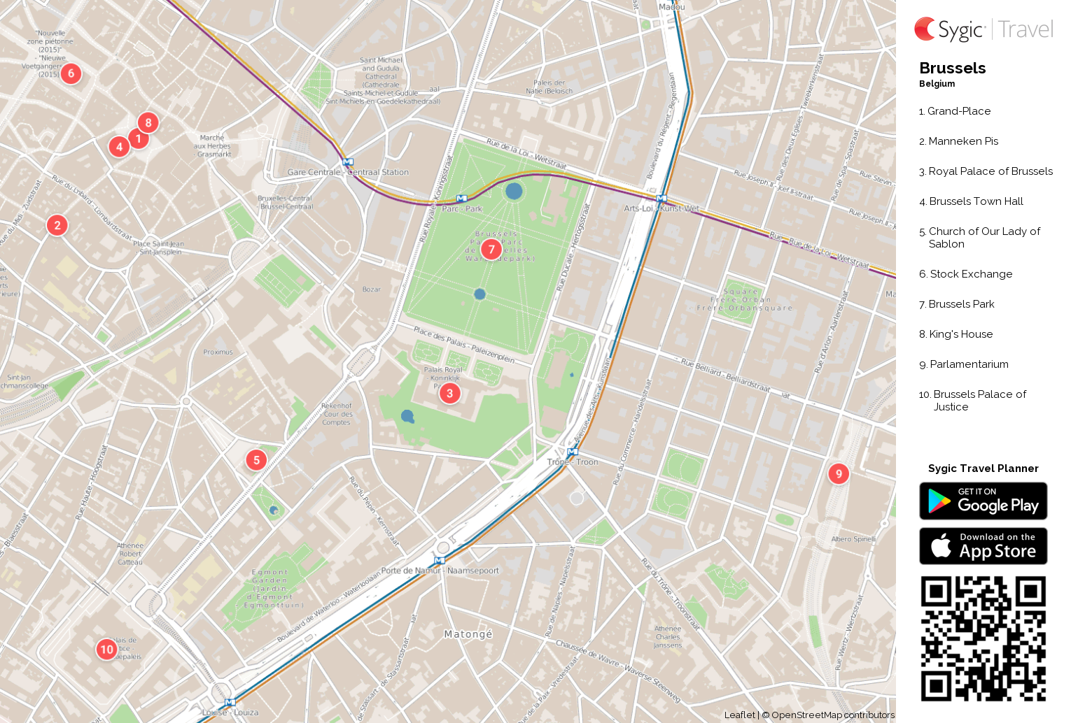 Brussels Printable Tourist Map | Sygic Travel