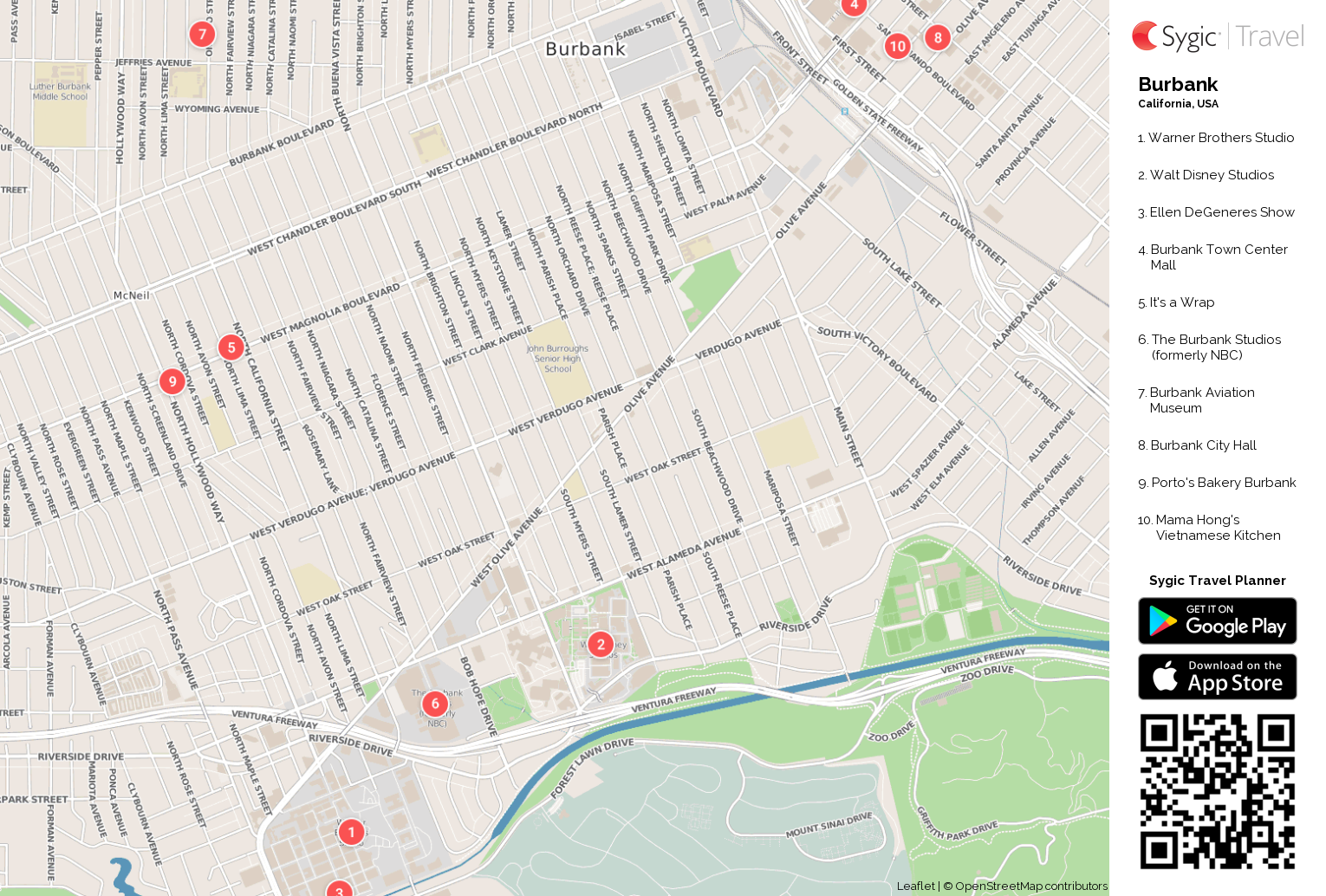 burbank-printable-tourist-map