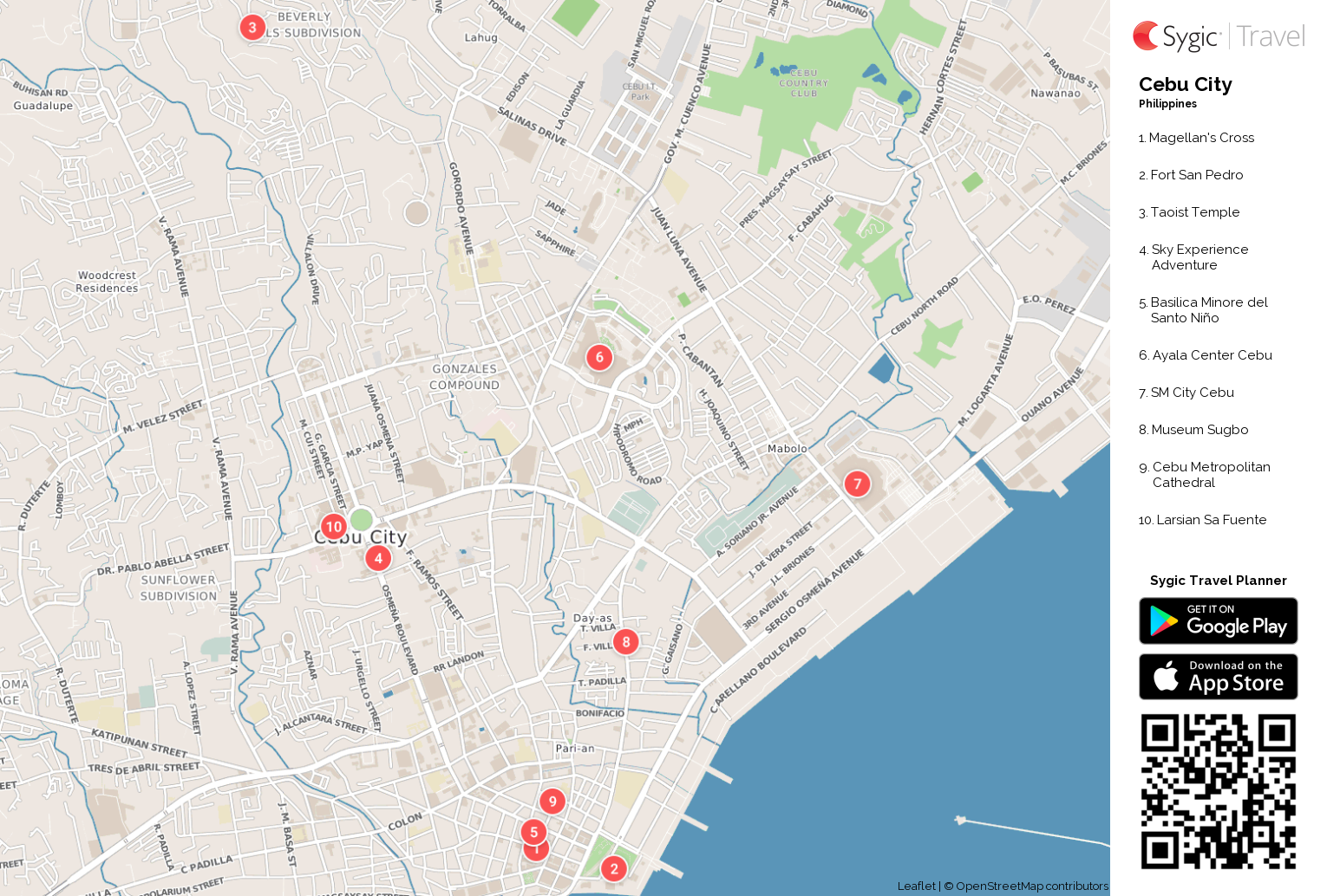 Cebu City Printable Tourist Map | Sygic Travel