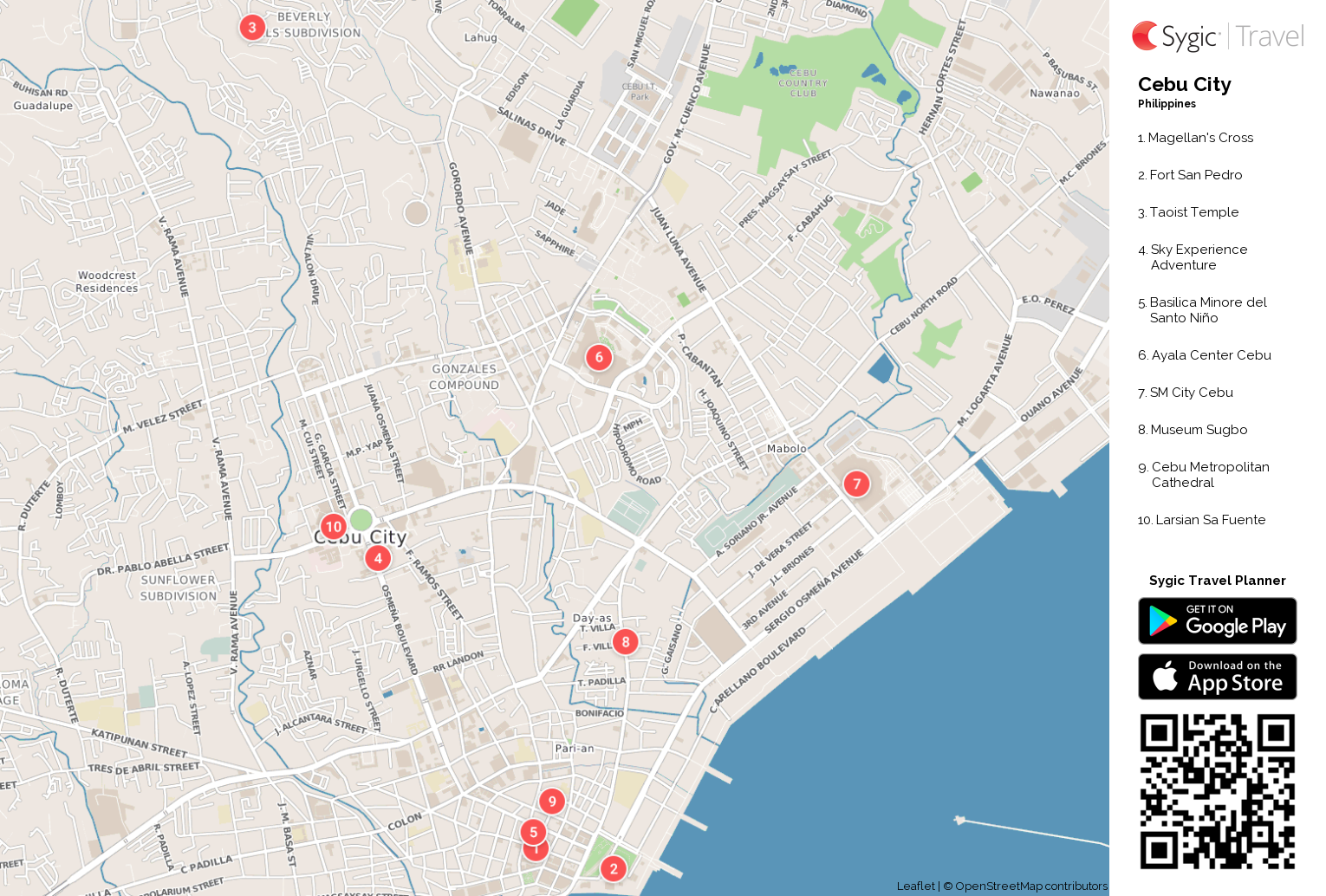 Road Map Of Cebu City Cebu City Printable Tourist Map | Sygic Travel