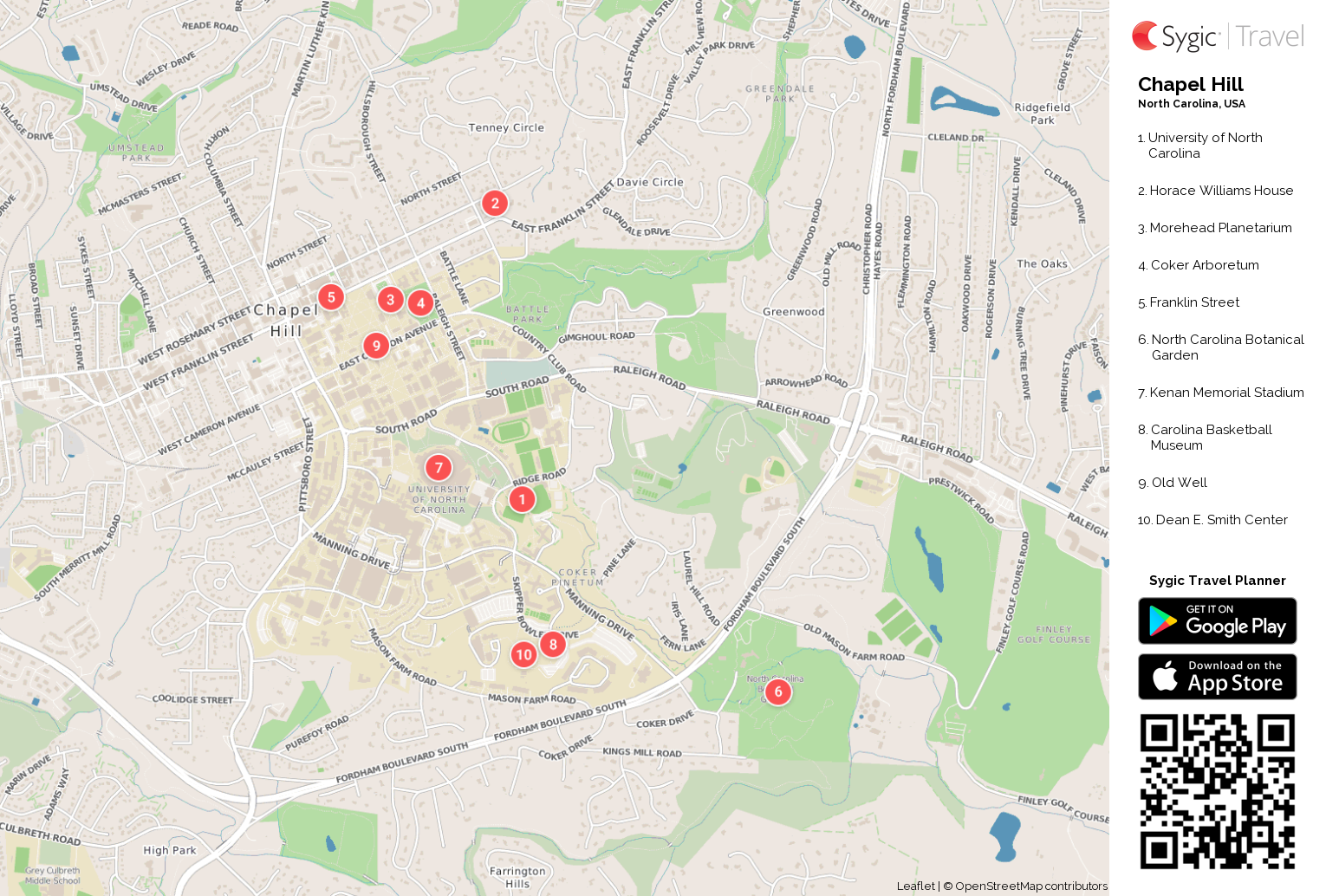 Chapel Hill Printable Tourist Map | Tripomatic