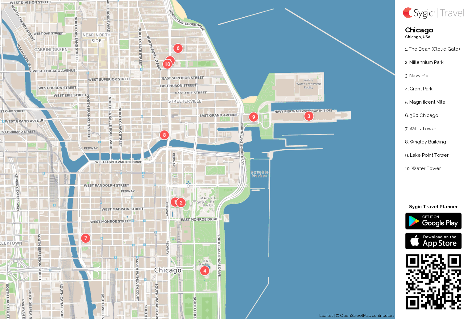 chicago printable tourist map | sygic travel