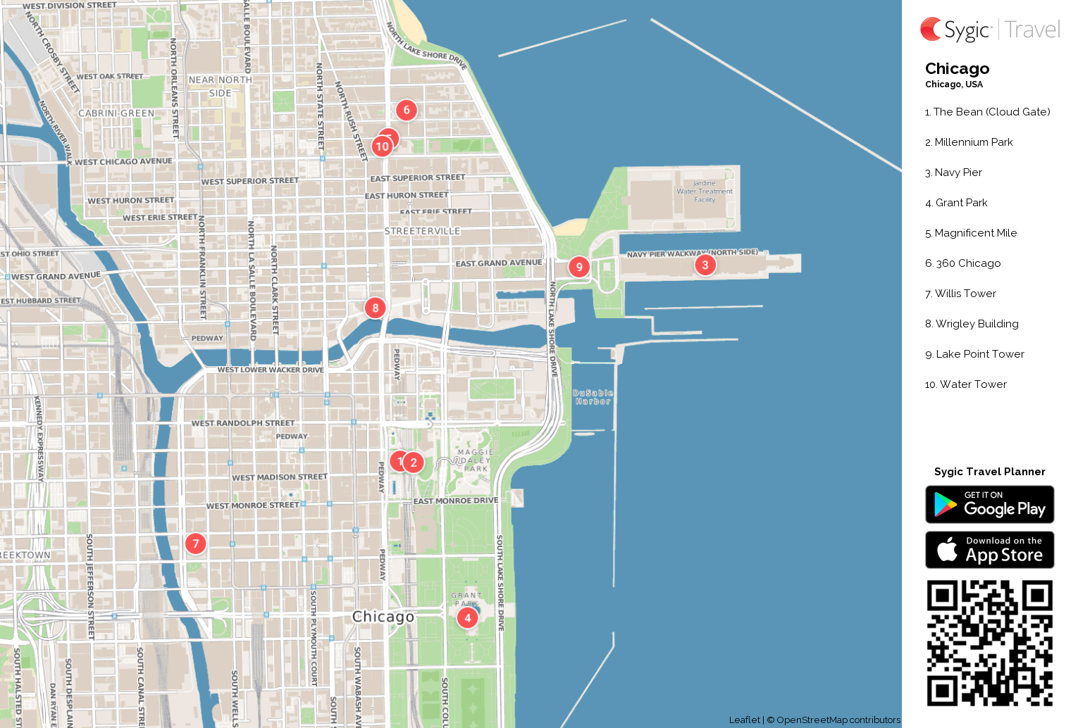 Chicago Printable Tourist Map | Sygic Travel