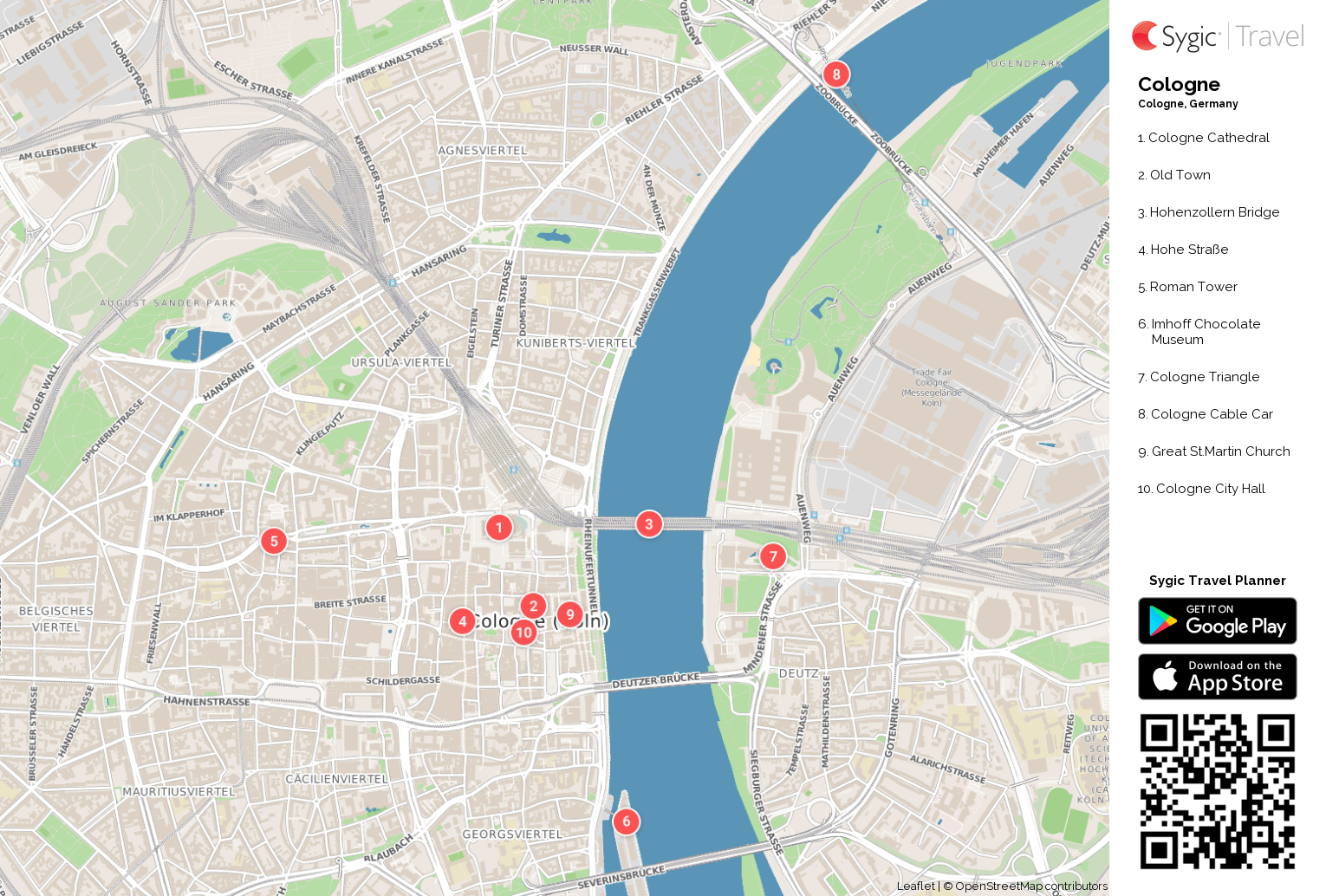 Cologne Printable Tourist Map | Sygic Travel
