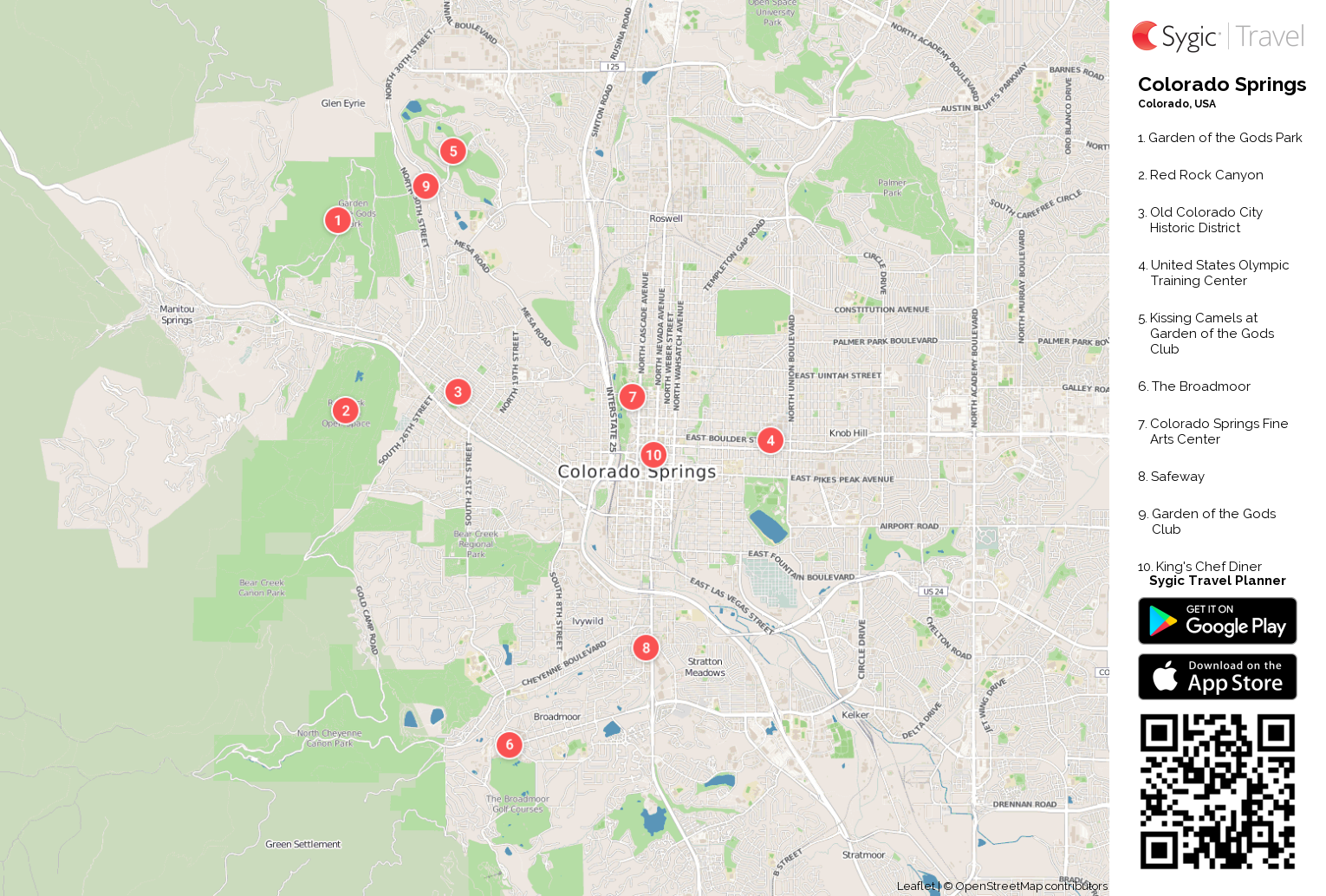 Colorado Springs Printable Tourist Map | Sygic Travel