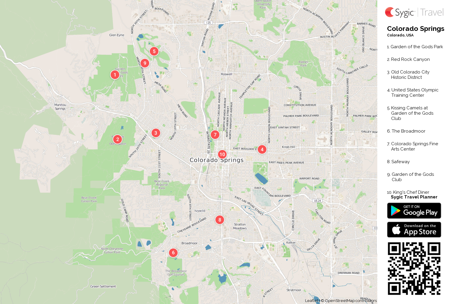 Large Map Of Colorado Springs Colorado Springs Printable Tourist Map | Sygic Travel