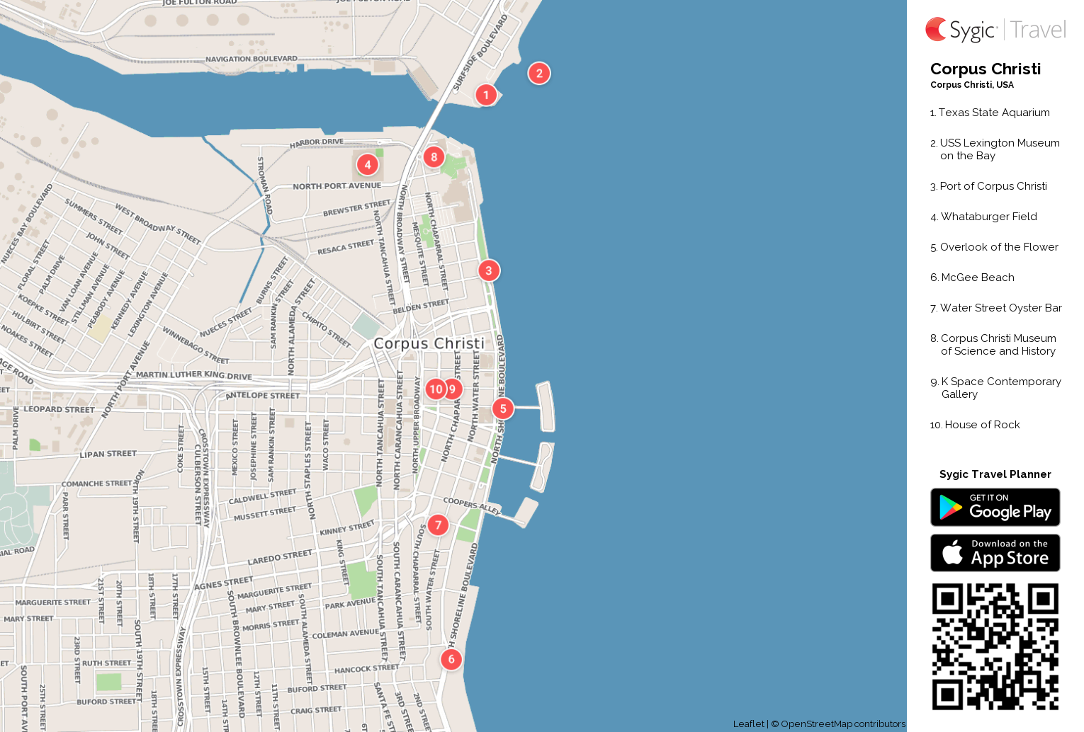 Corpus Christi Printable Tourist Map | Sygic Travel