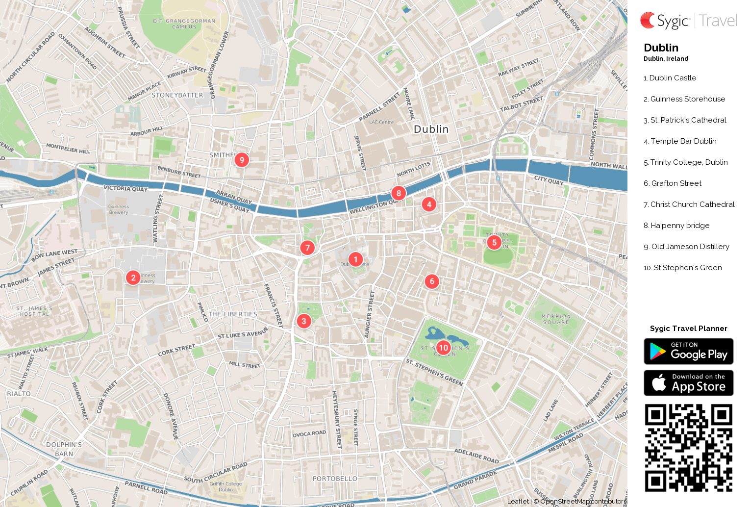 Dublin Printable Tourist Map Sygic Travel