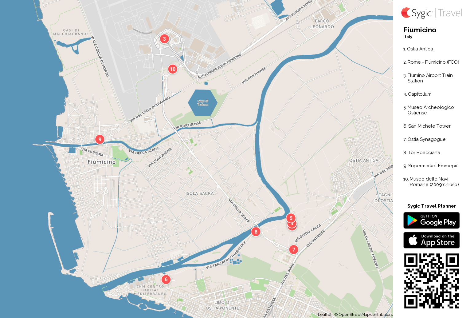 Fiumicino Printable Tourist Map | Tripomatic