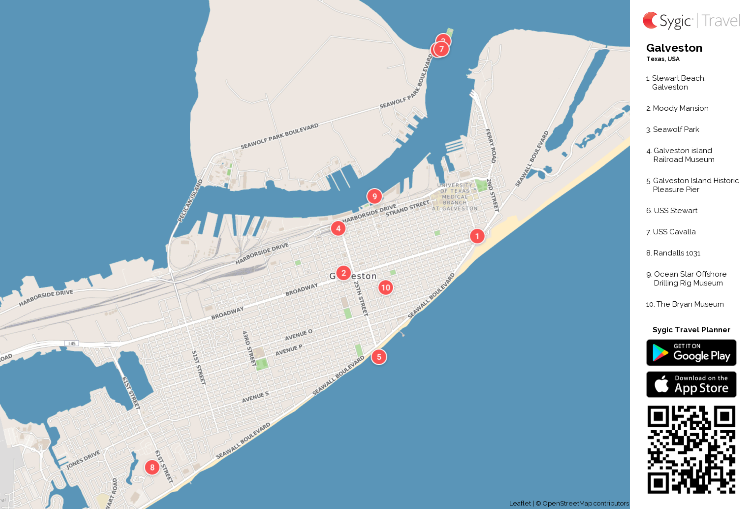 Downtown Galveston Map