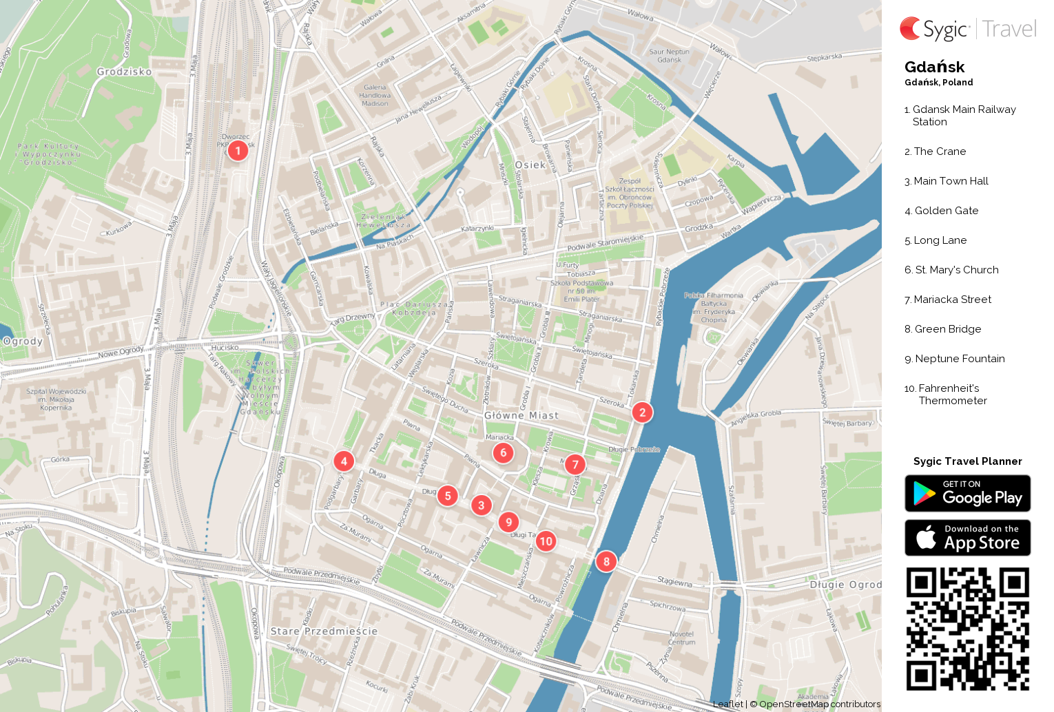 gdansk map with tourist attraction