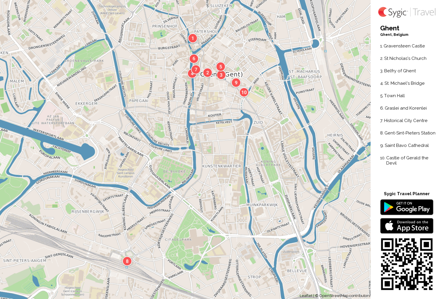 tourist map of ghent city centre