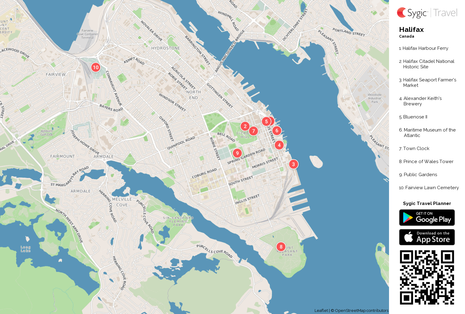 map of halifax nova scotia Halifax Printable Tourist Map Sygic Travel map of halifax nova scotia