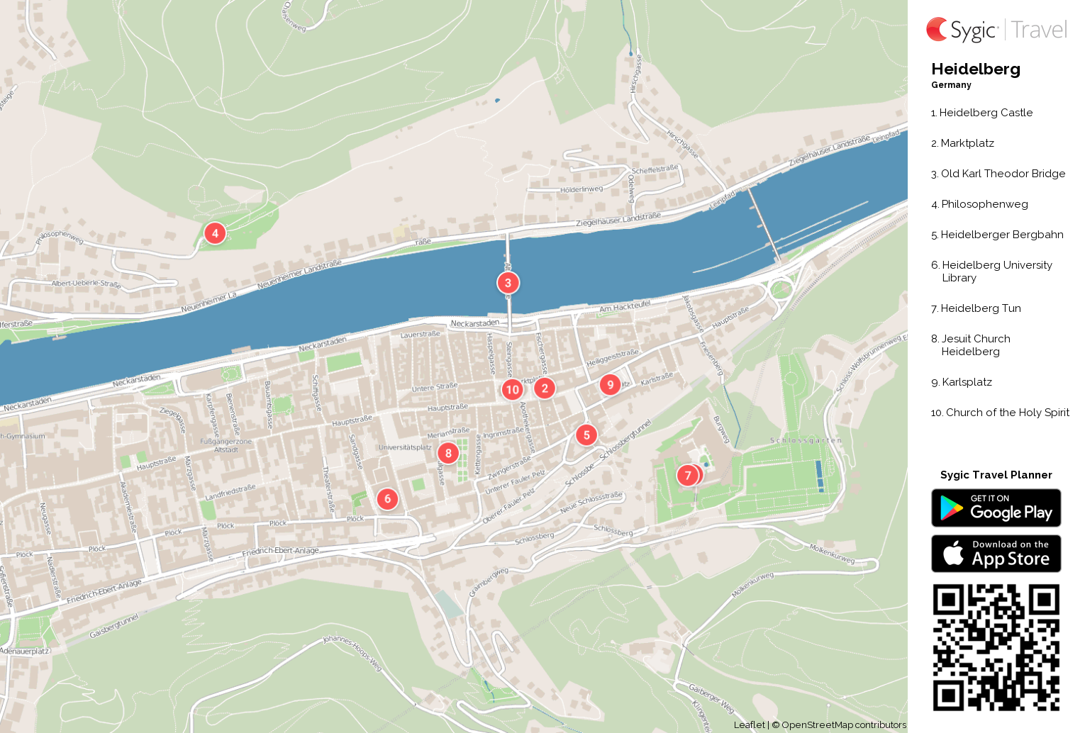 Heidelberg Printable Tourist Map | Sygic Travel