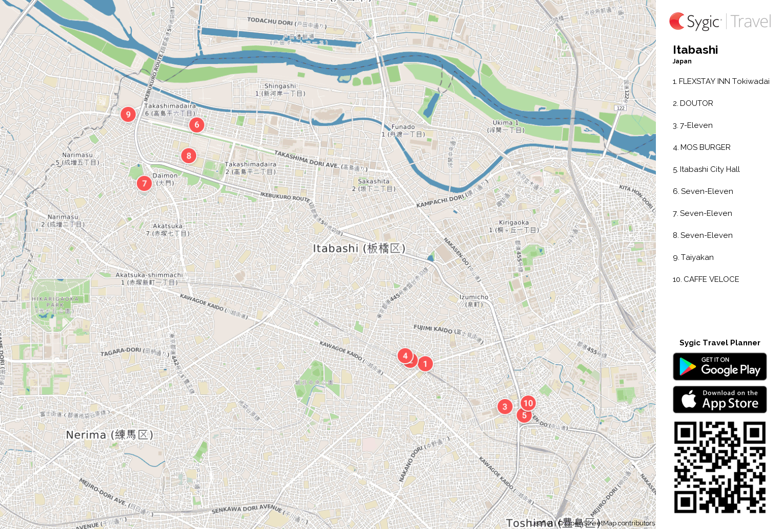 Itabashi Printable Tourist Map | Sygic Travel