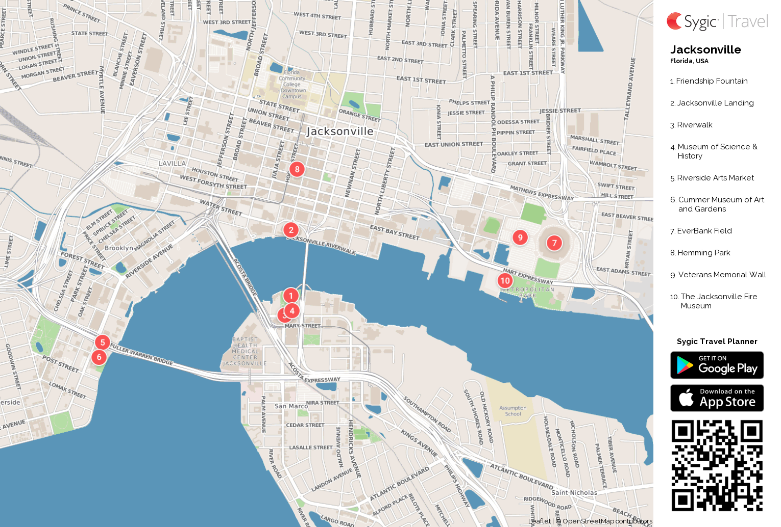 Jacksonville Printable Tourist Map | Tripomatic