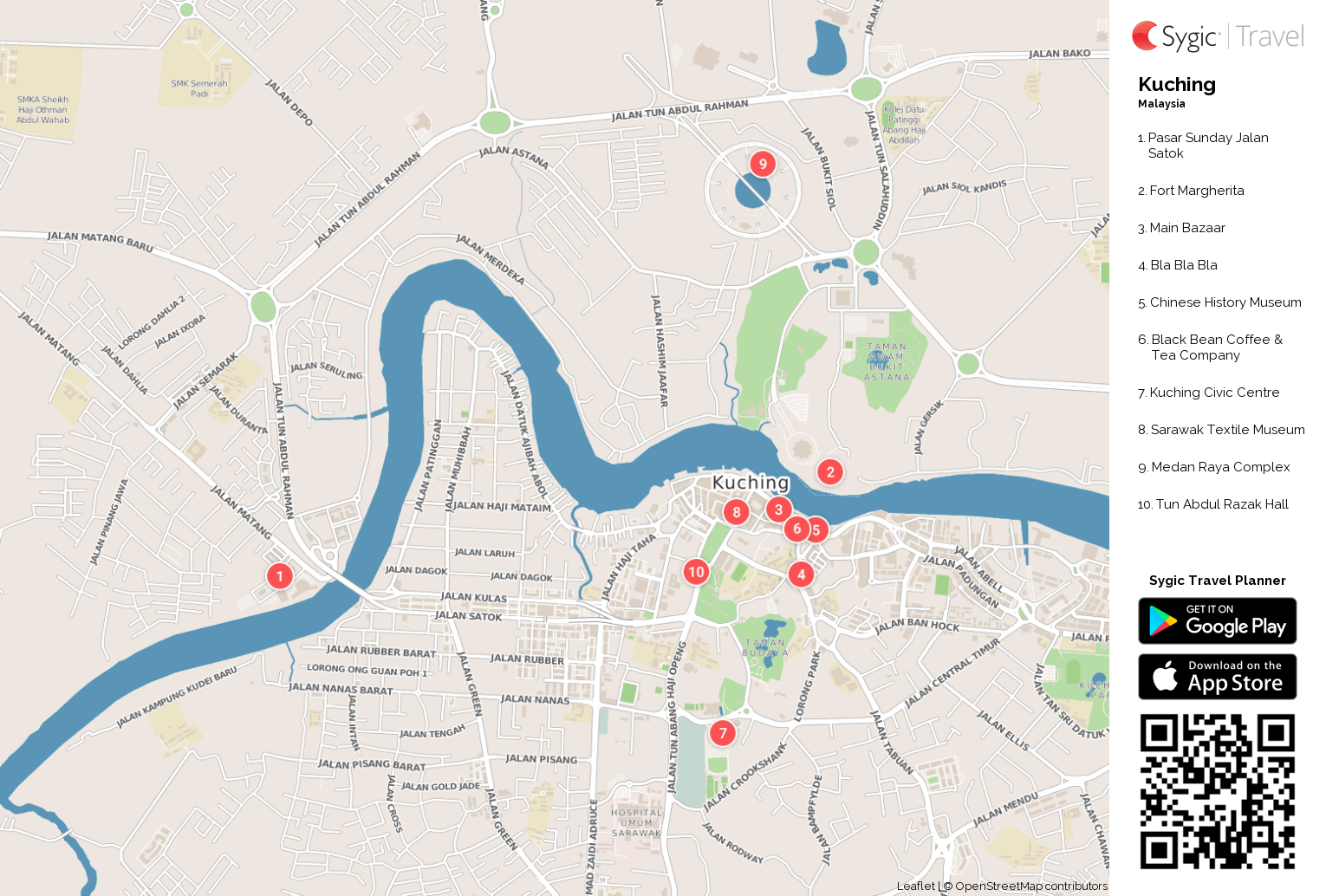 Kuching Sarawak Map   Kuching Printable Tourist Map 87540 