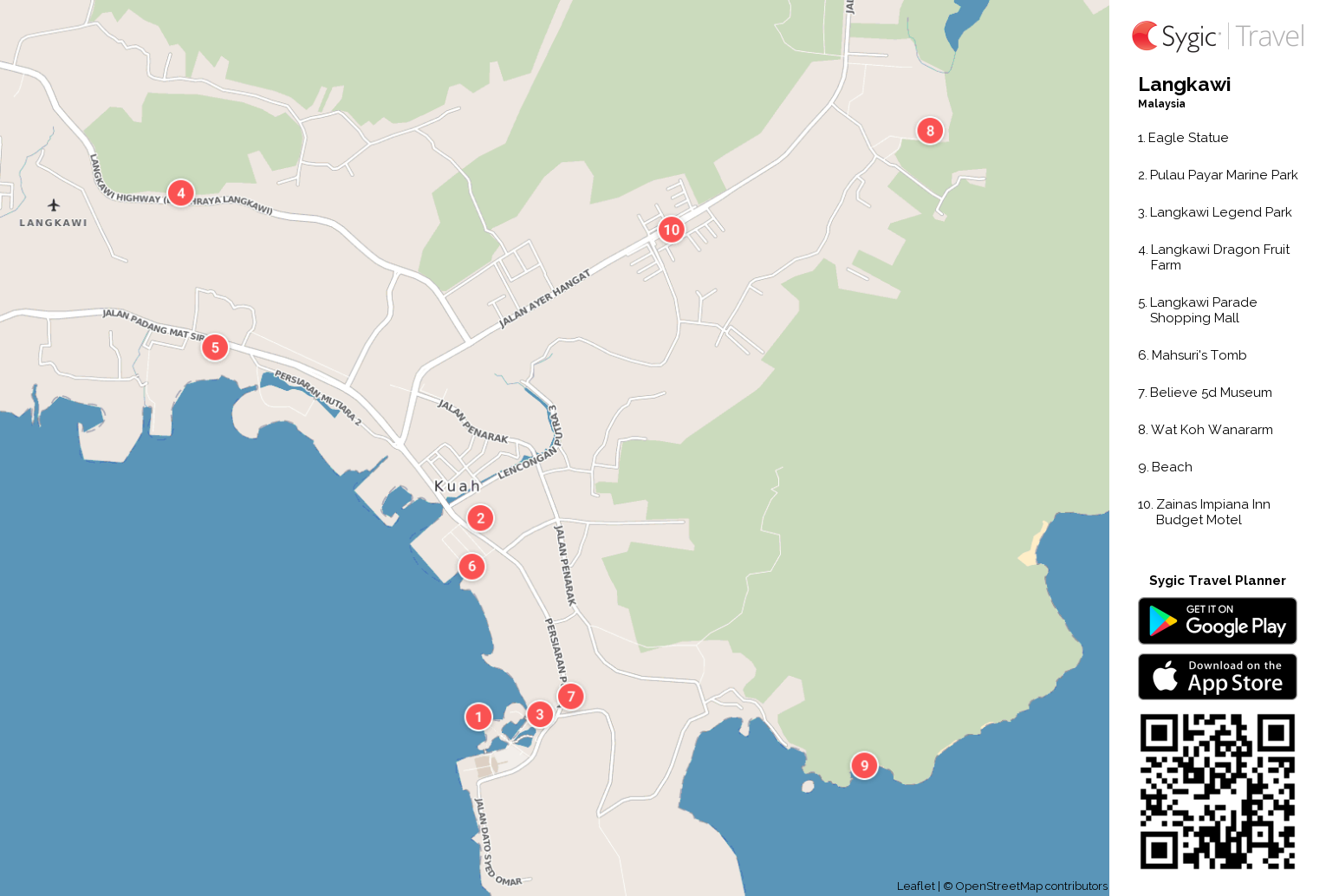 langkawi printable tourist map sygic