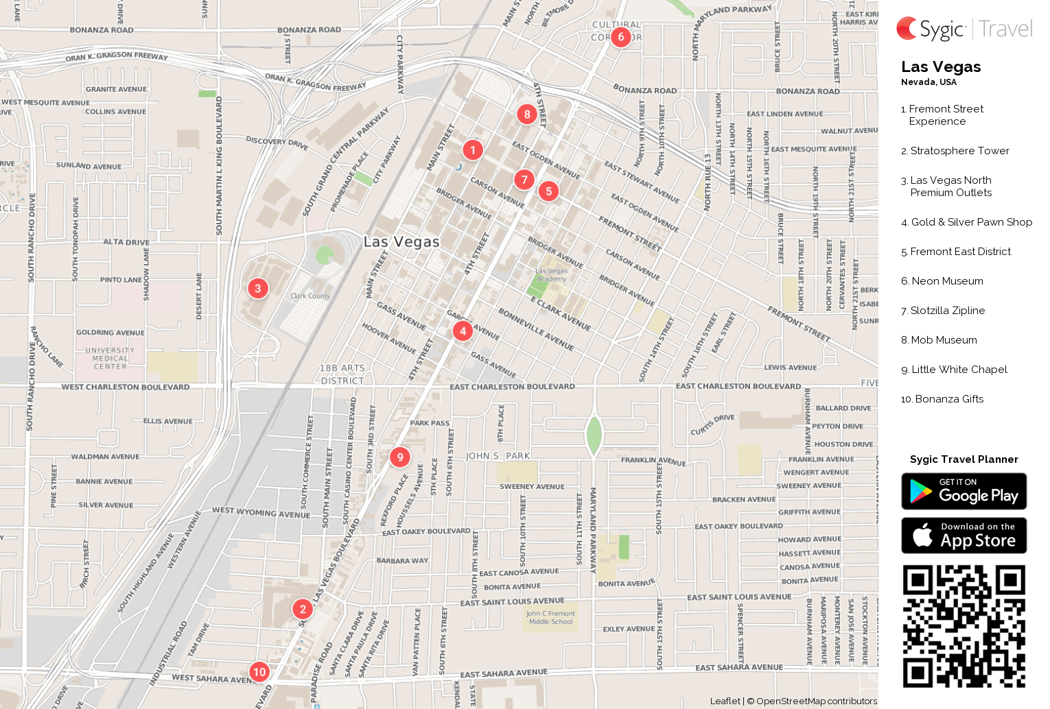 Easy to print Las Vegas maps