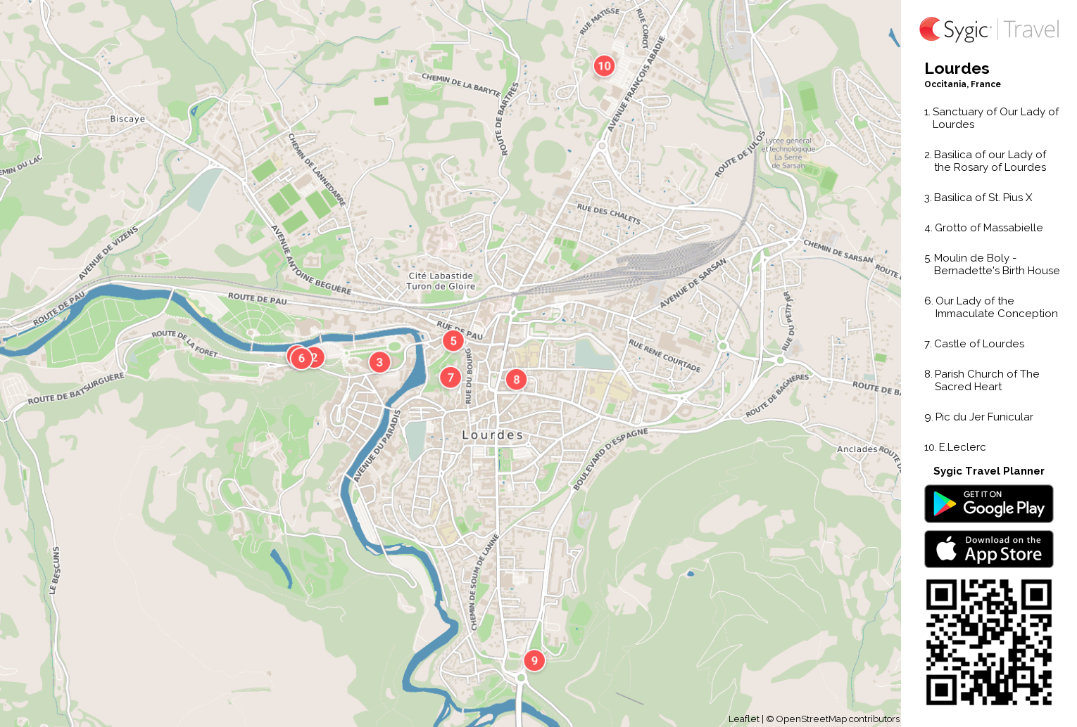 Lourdes Tourist Map