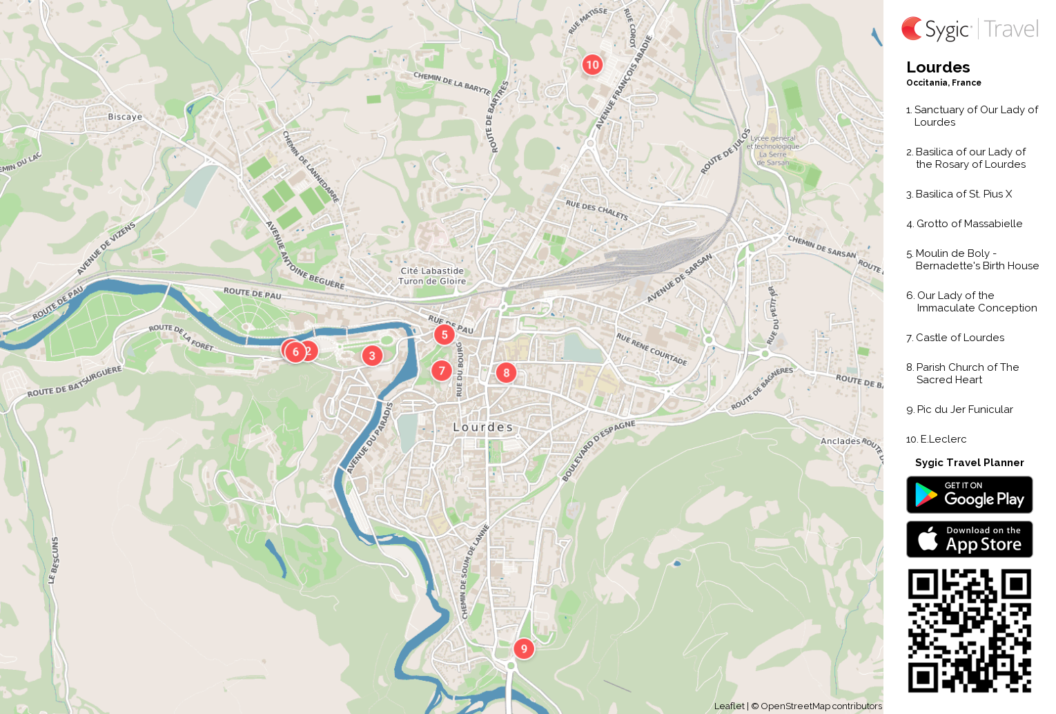 Lourdes Printable Tourist Map Sygic Travel Lourdes Printable Tourist Map Sygic Travel