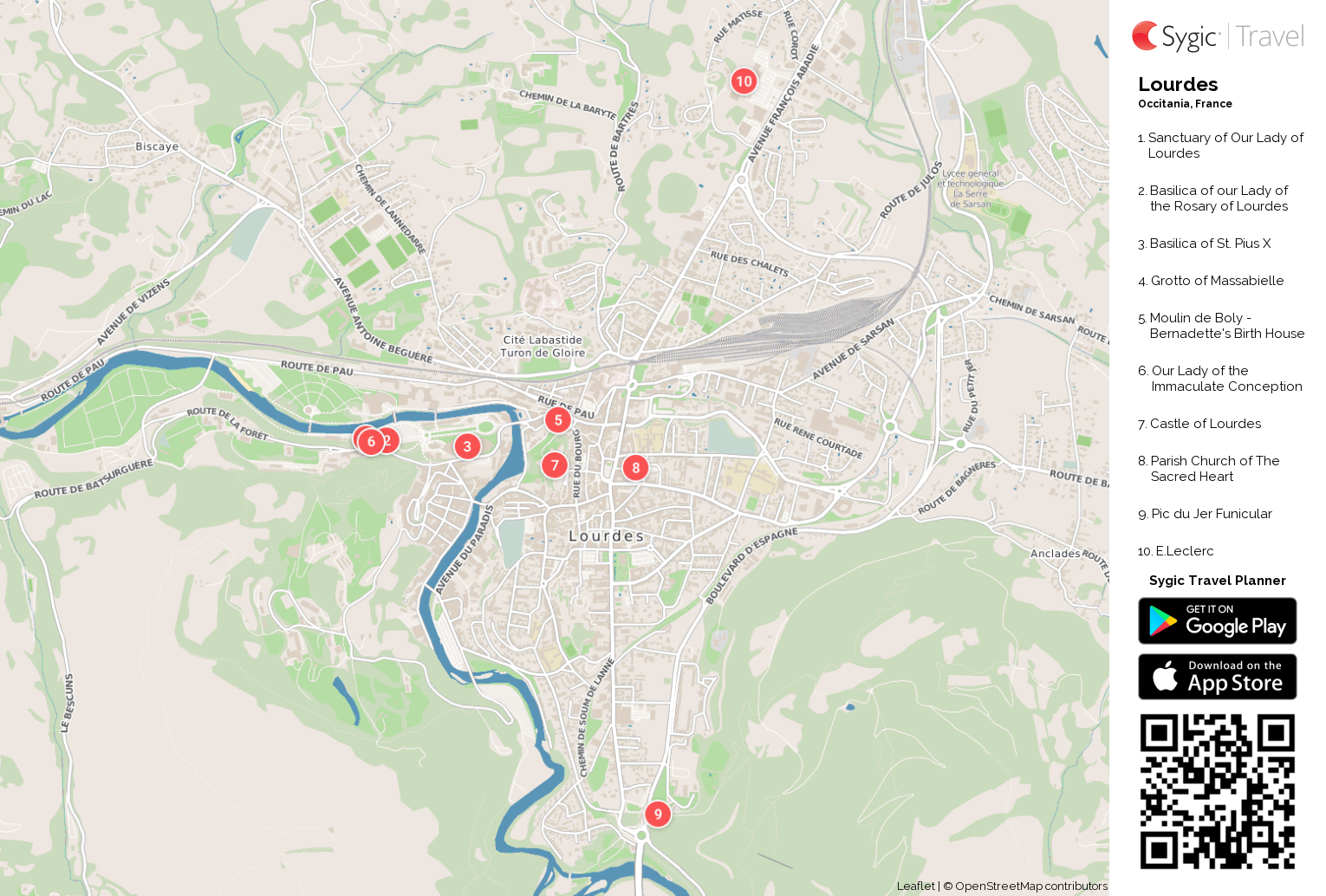 Lourdes Printable Tourist Map | Tripomatic