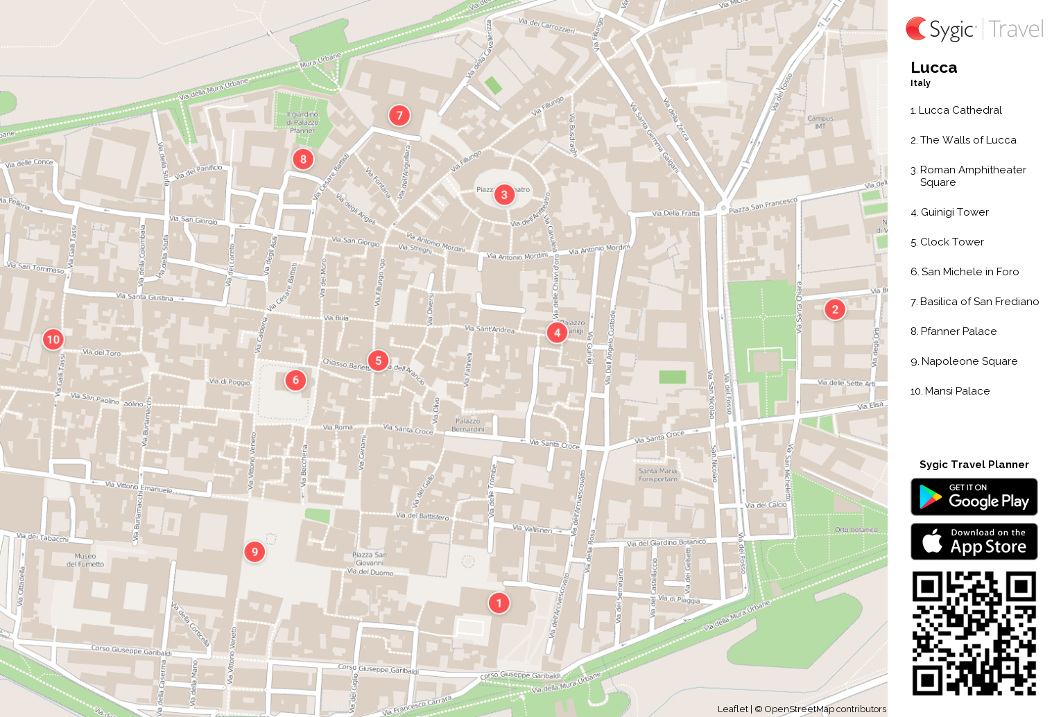 Lucca Printable Tourist Map | Sygic Travel