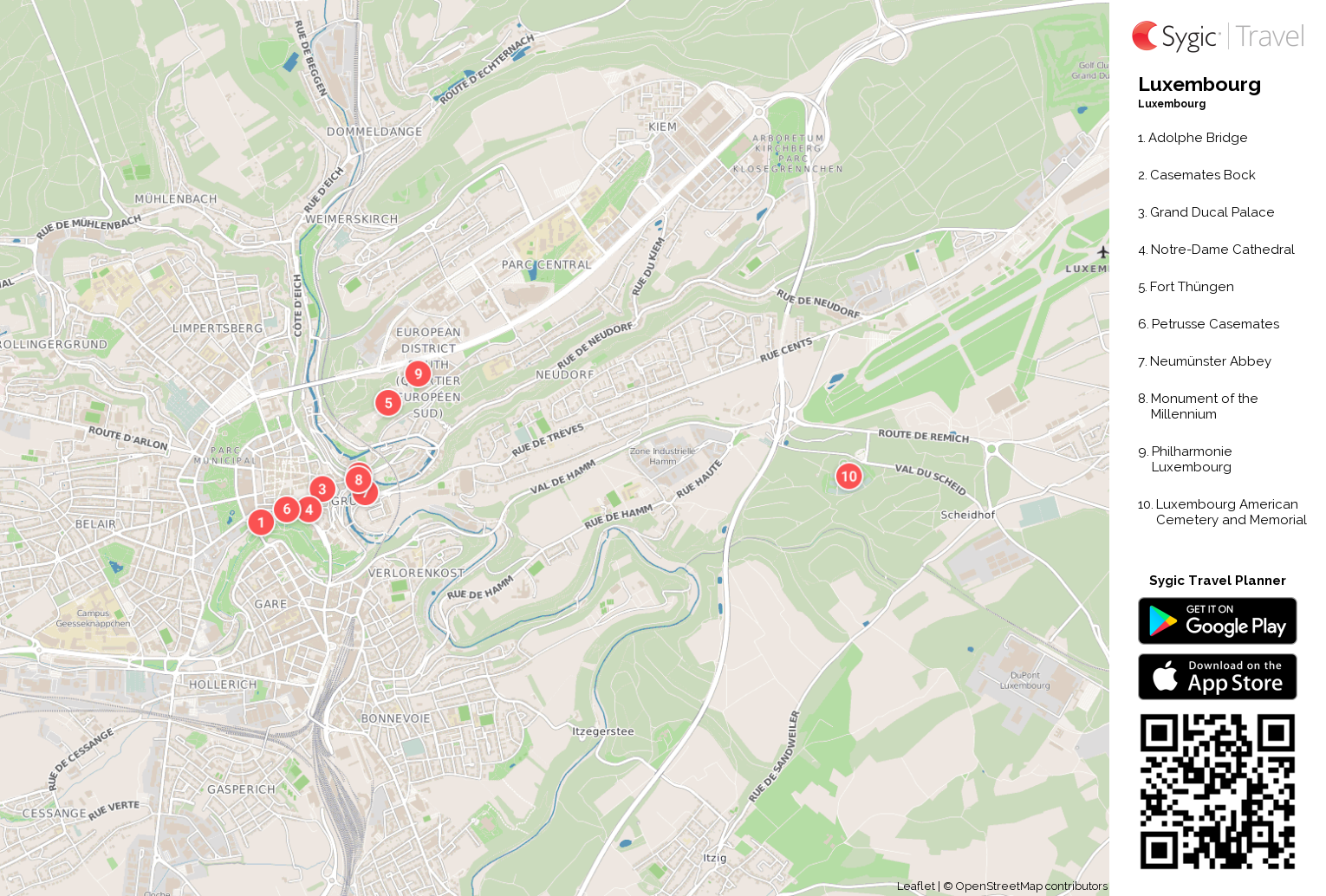 Luxembourg Printable Tourist Map | Sygic Travel