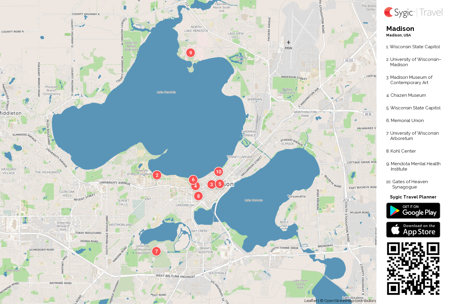 City Of Madison Map Madison Printable Tourist Map | Sygic Travel