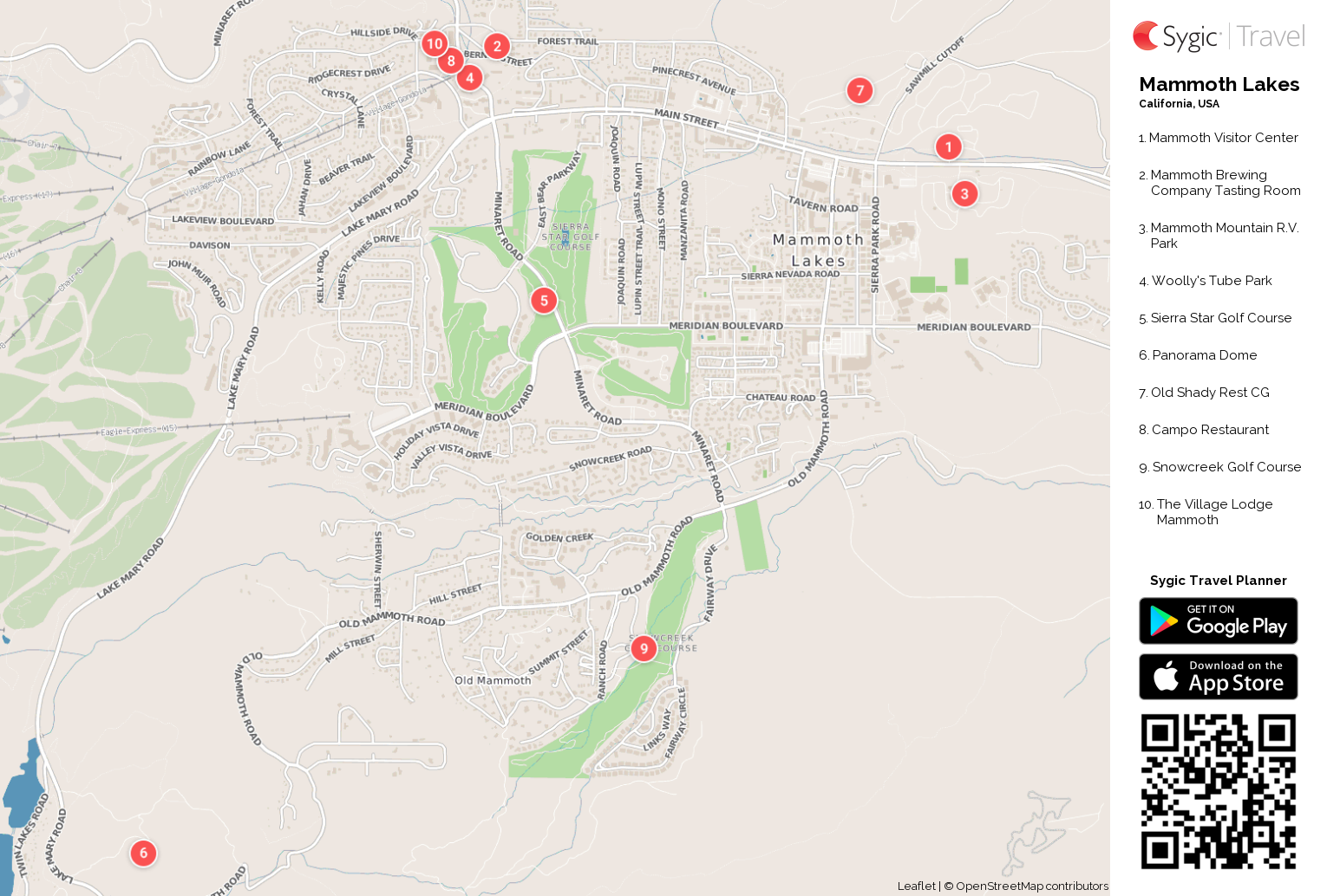 Mammoth Lakes Town Map   Mammoth Lakes Printable Tourist Map 88732 