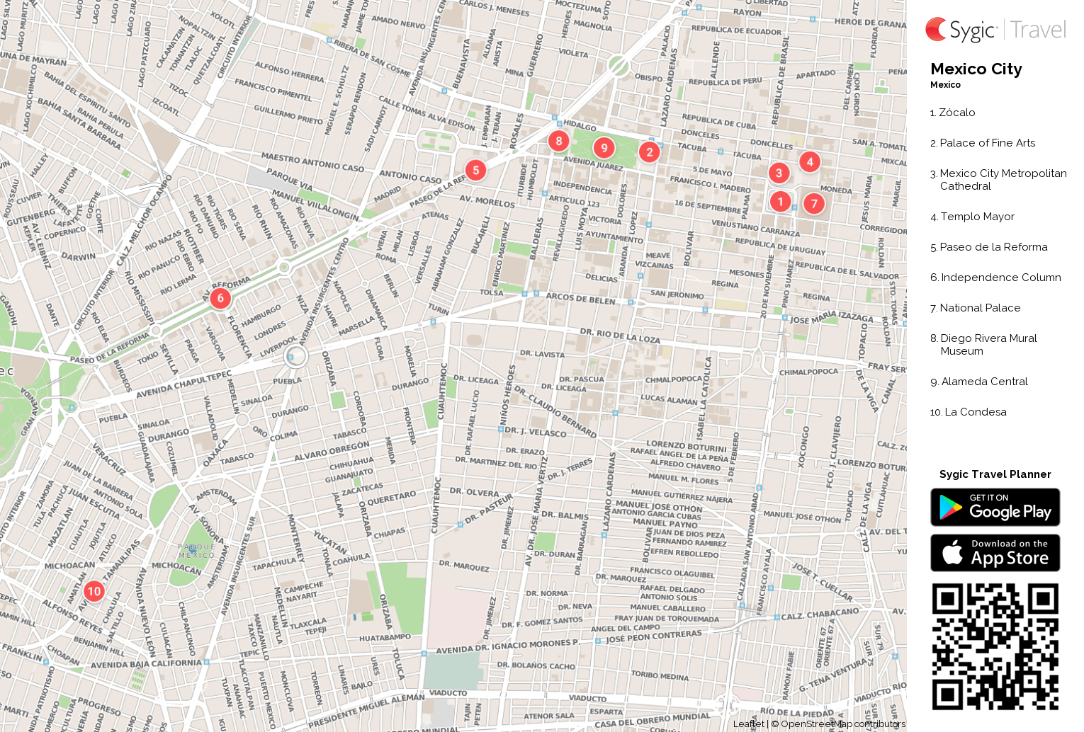 Mexico City Printable Tourist Map Sygic Travel