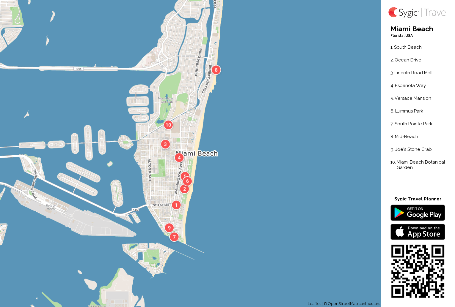 miami beach printable tourist map | sygic travel