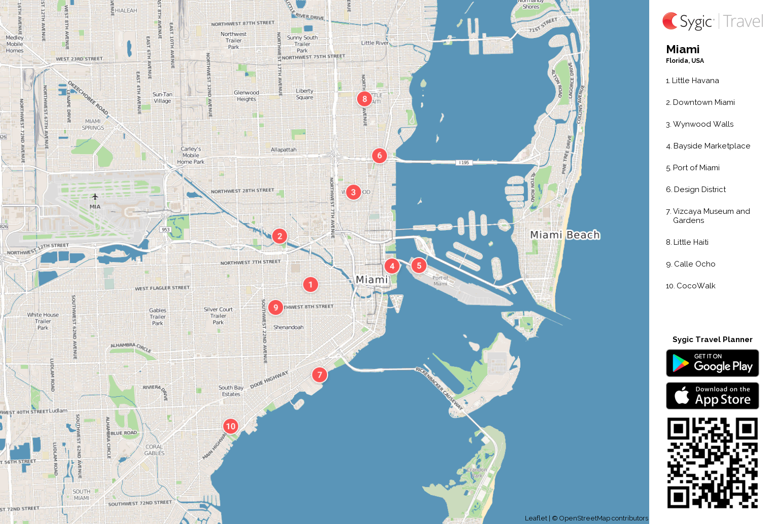 Miami Printable Tourist Map Sygic Travel