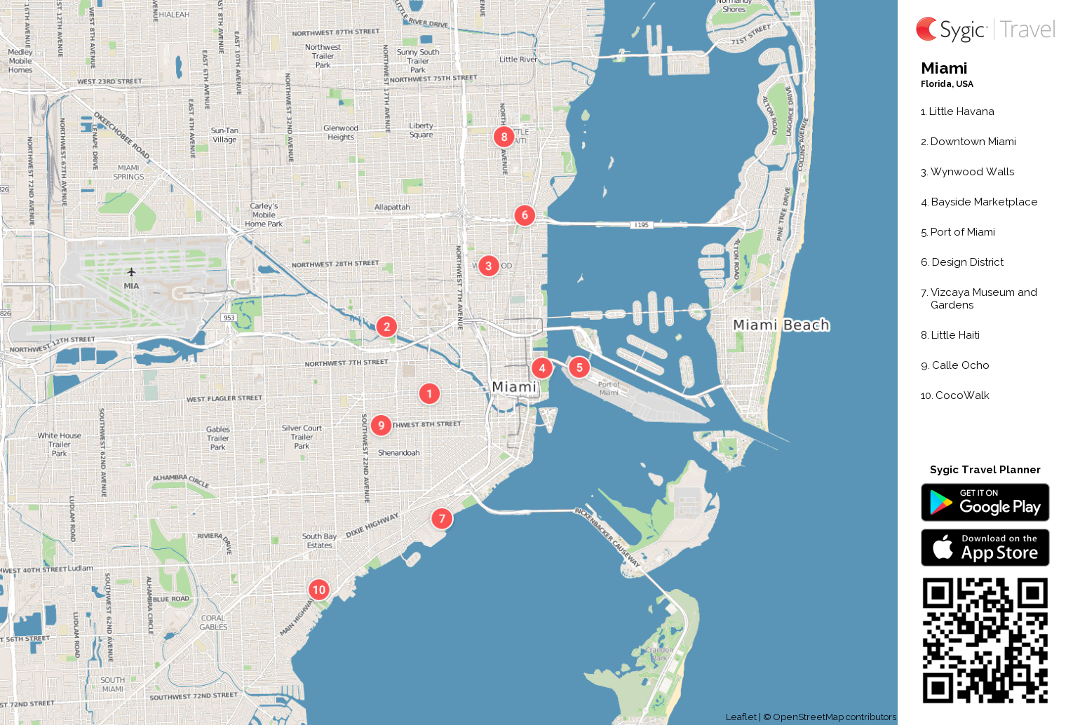 map of downtown miami Miami Printable Tourist Map Sygic Travel map of downtown miami