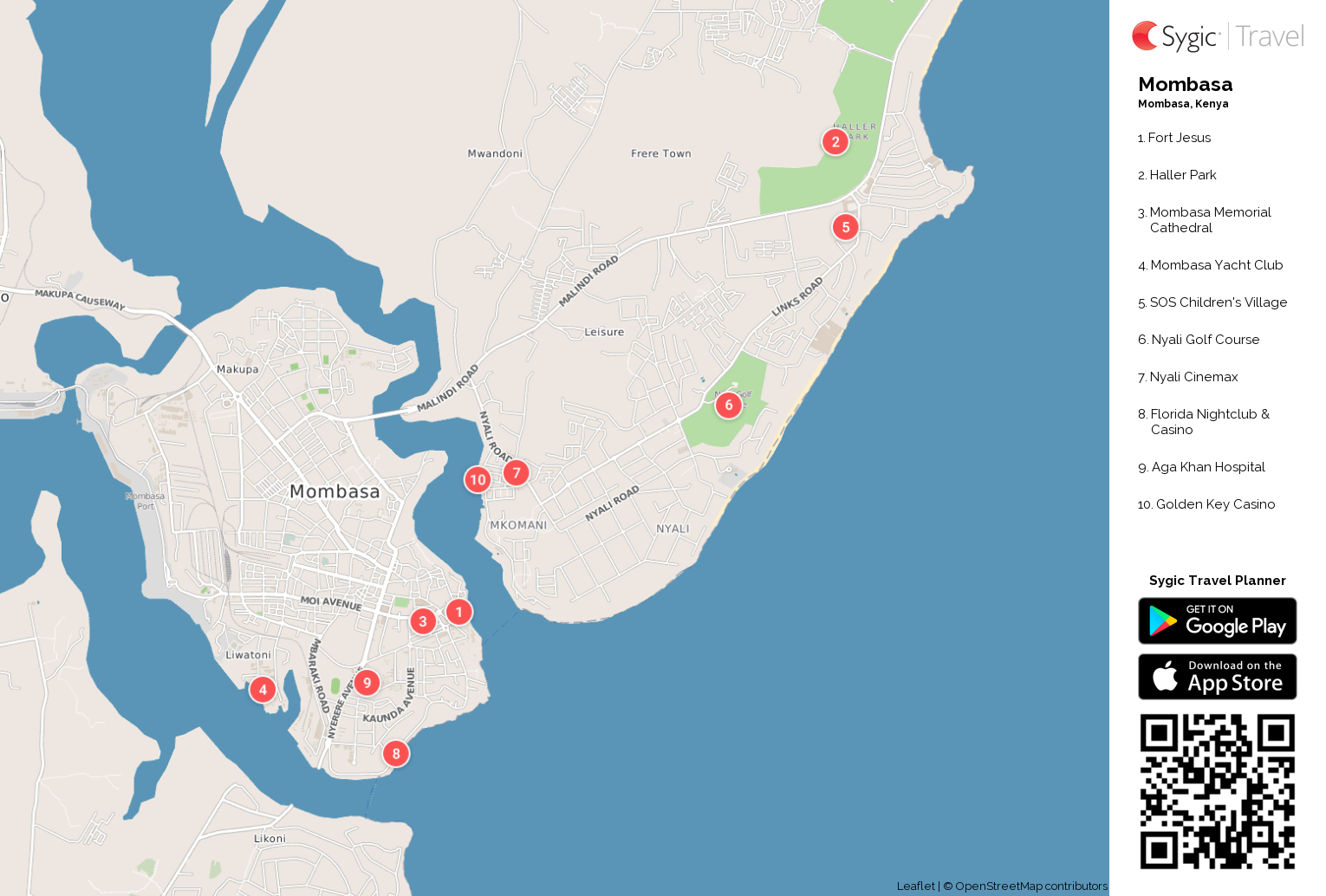 Mombasa Africa Map   Mombasa Printable Tourist Map 87211 