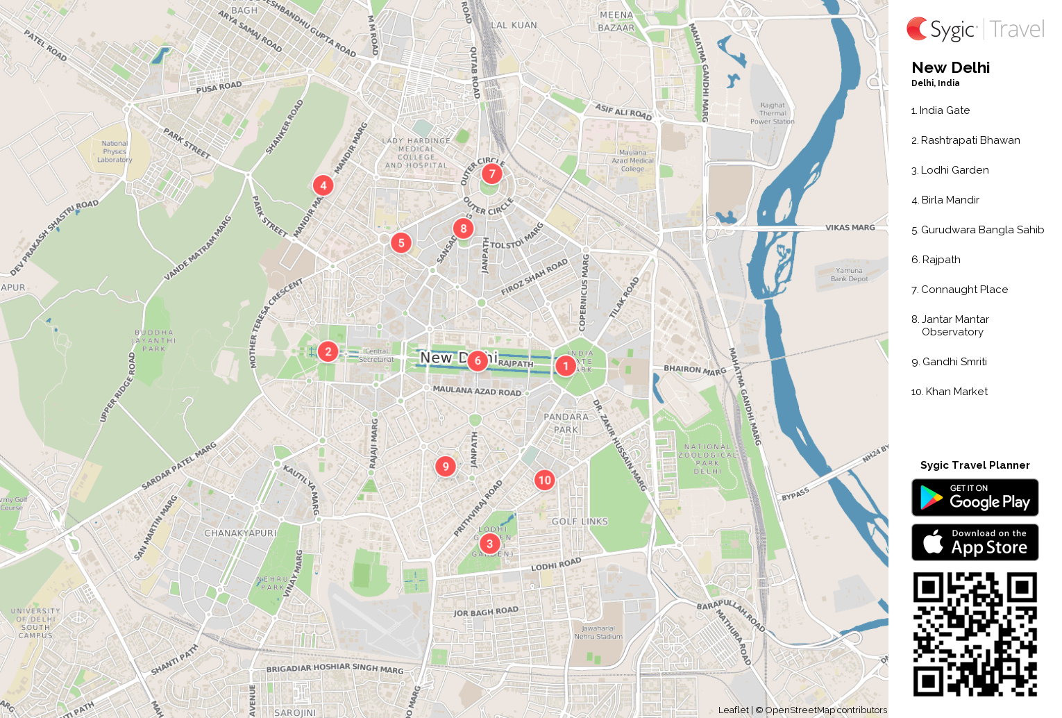 New Delhi Printable Tourist Map | Sygic Travel